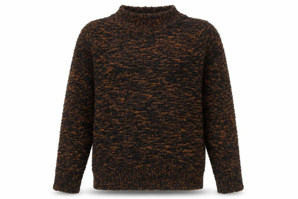 Front view of Sugarcane women’s brown chunky knit crew neck jumper uk 14