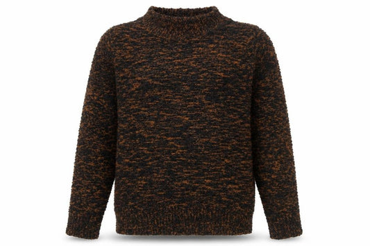 Front view of Sugarcane women’s brown chunky knit crew neck jumper uk 14