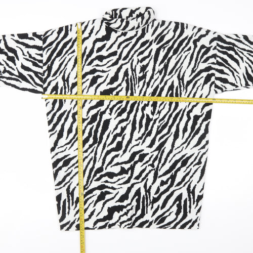 Motel Women’s Black White Zebra Print Roll Neck Knit Jumper XS
