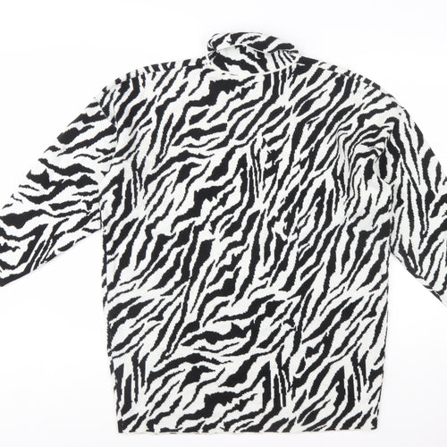 Motel Women’s Black White Zebra Print Roll Neck Knit Jumper XS