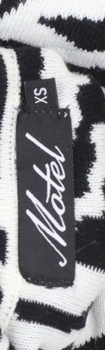 Motel Women’s Black White Zebra Print Roll Neck Knit Jumper XS