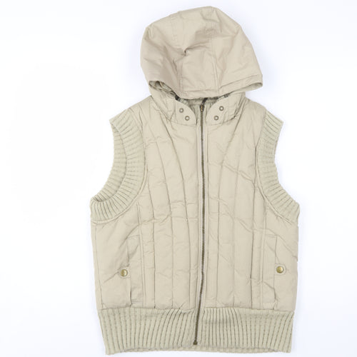 George Girls Beige Quilted Hooded Puffer Waistcoat 15-16 Years