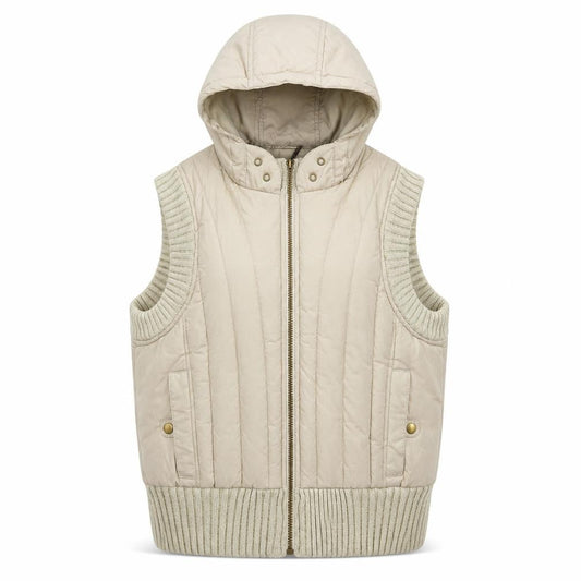 George Girls Beige Quilted Hooded Puffer Waistcoat 15-16 Years