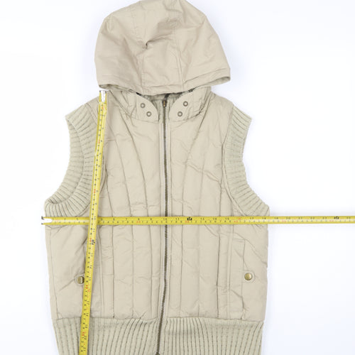 George Girls Beige Quilted Hooded Puffer Waistcoat 15-16 Years