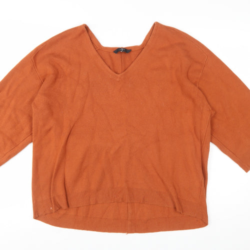 Jasper Conran Women’s Brown V-Neck 3/4 Sleeve Knit Jumper Size 12
