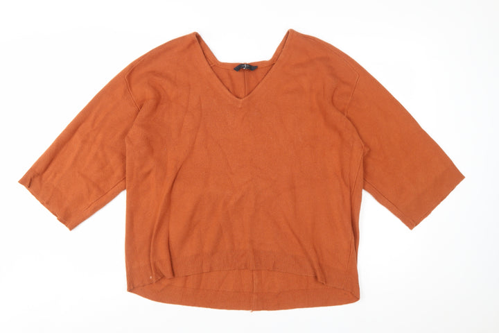 Jasper Conran Women’s Brown V-Neck 3/4 Sleeve Knit Jumper Size 12