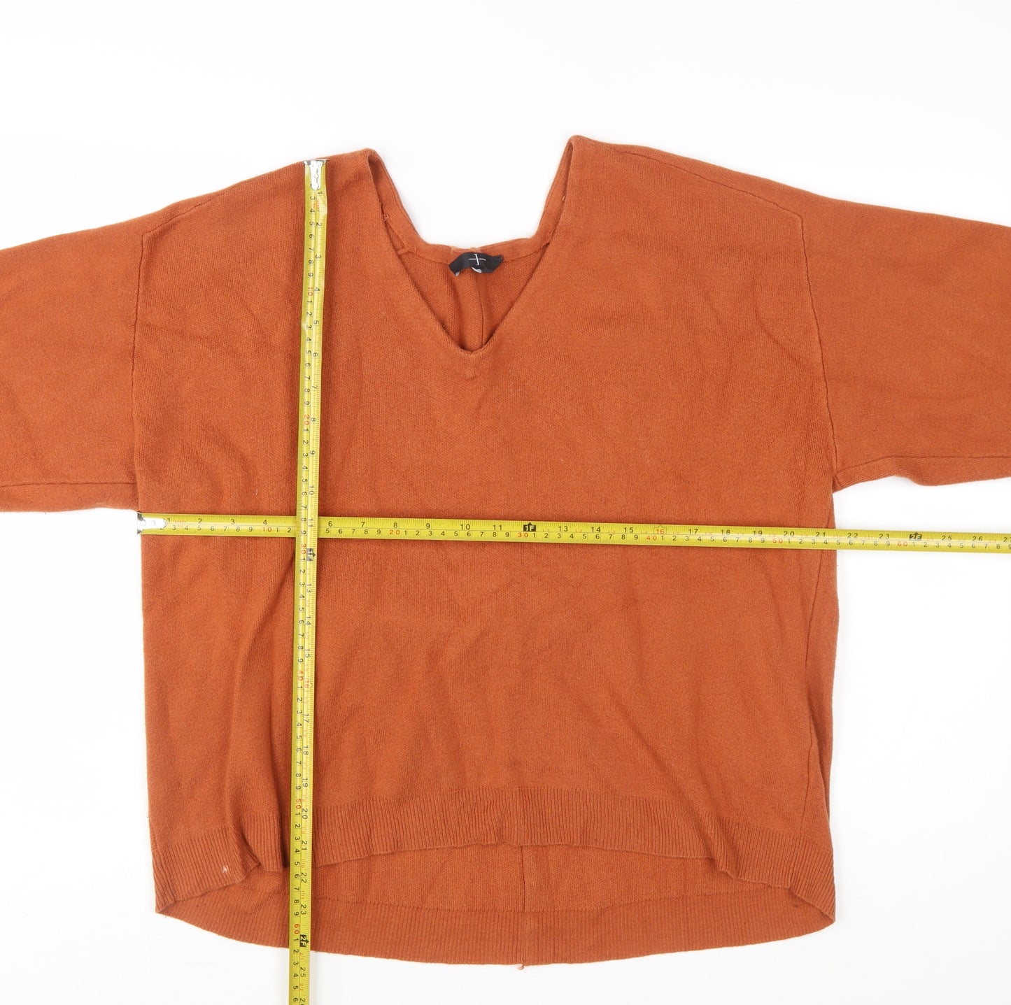 Jasper Conran Women’s Brown V-Neck 3/4 Sleeve Knit Jumper Size 12