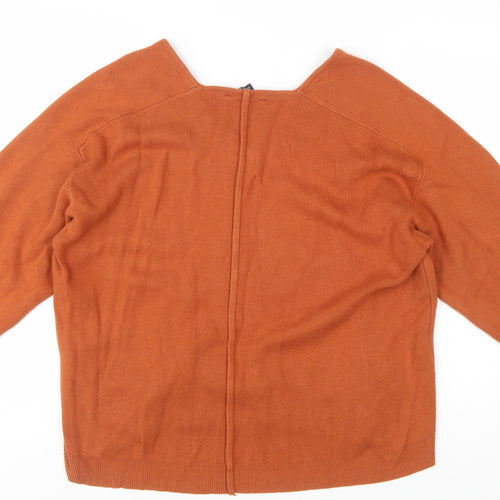 Jasper Conran Women’s Brown V-Neck 3/4 Sleeve Knit Jumper Size 12