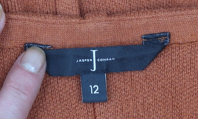 Jasper Conran Women’s Brown V-Neck 3/4 Sleeve Knit Jumper Size 12