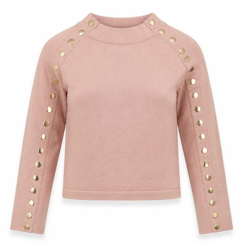 May by Shining Star Women's Pink Studded High Neck Knit Jumper S