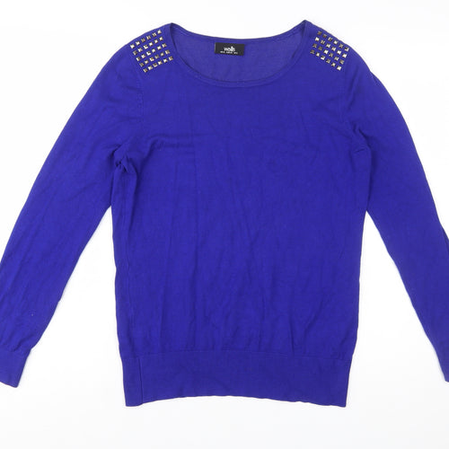 Wallis Women's Blue Studded Shoulder Pullover Jumper Size 12