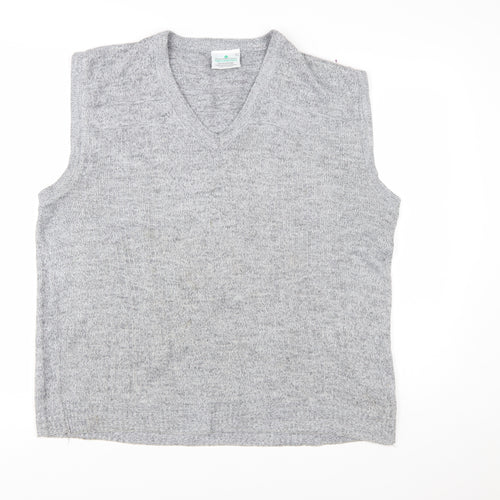 Greenwoods Mens Grey Knit V-Neck Sleeveless Vest L