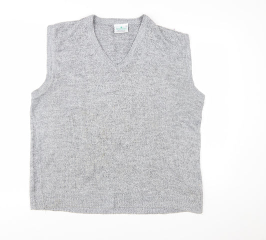 Greenwoods Mens Grey Knit V-Neck Sleeveless Vest L