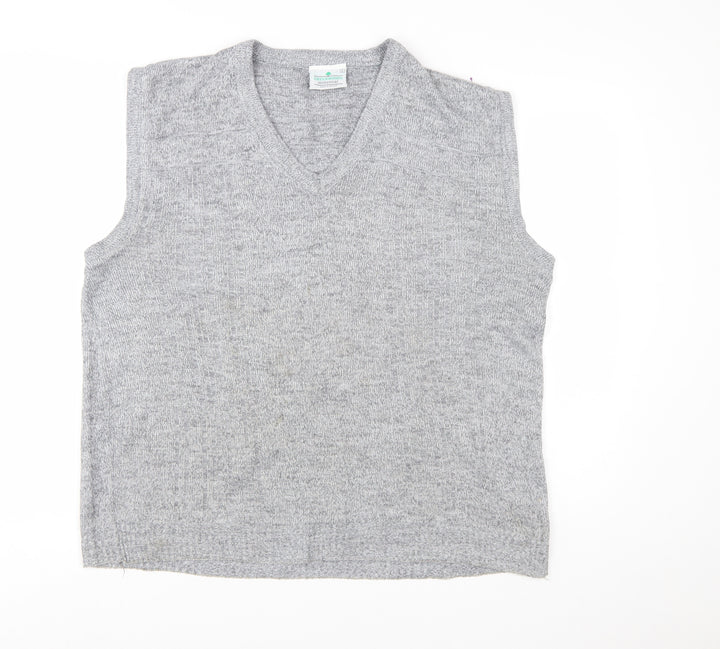 Greenwoods Mens Grey Knit V-Neck Sleeveless Vest L