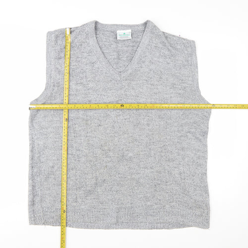 Greenwoods Mens Grey Knit V-Neck Sleeveless Vest L