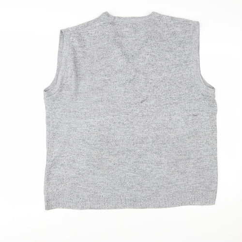 Greenwoods Mens Grey Knit V-Neck Sleeveless Vest L
