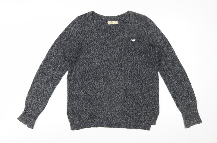Hollister Womens Grey V-Neck Knit Jumper Size M