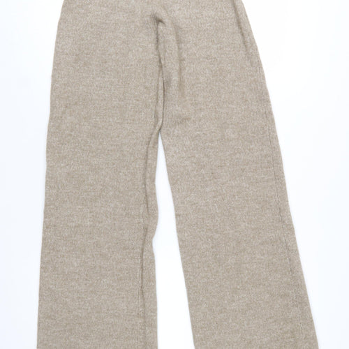 PrettyLittleThing Women’s Beige Knit Wide-Leg Trousers Size S
