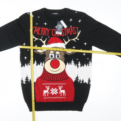 George Mens Black Medium Christmas Reindeer Novelty Jumper