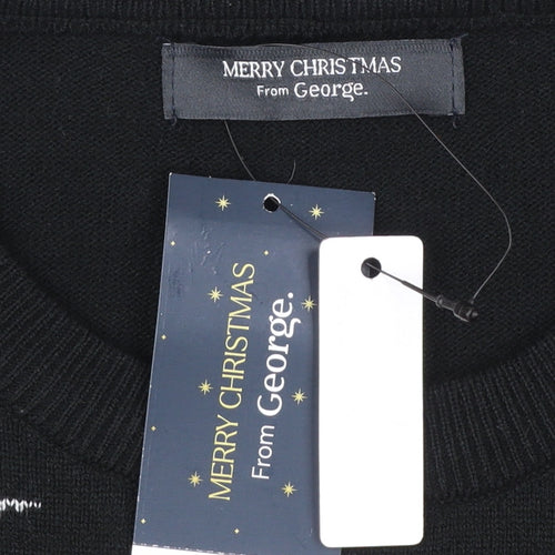 George Mens Black Medium Christmas Reindeer Novelty Jumper