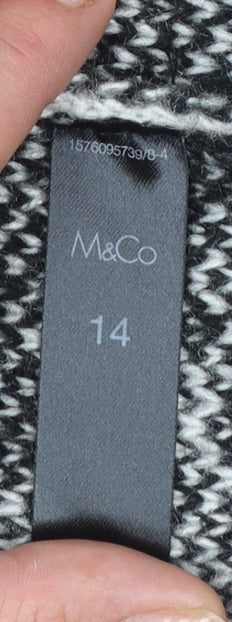 M&Co Women’s Petite Size 14 Black Ivory Knit Cardigan