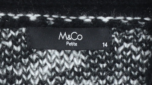 M&Co Women’s Petite Size 14 Black Ivory Knit Cardigan