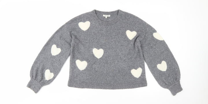 Madewell Women's Grey Heart Pullover Wool Blend Jumper XS