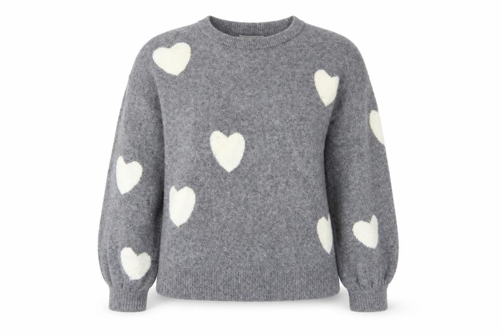 Front view of Madewell Women's Grey Heart Pullover Wool Blend Jumper XS