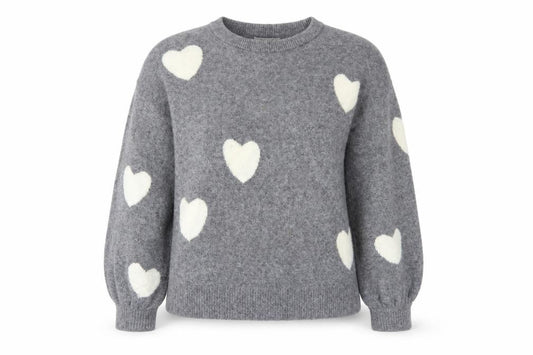 Front view of Madewell Women's Grey Heart Pullover Wool Blend Jumper XS