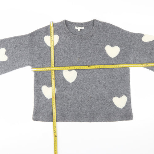 Madewell Women's Grey Heart Pullover Wool Blend Jumper XS