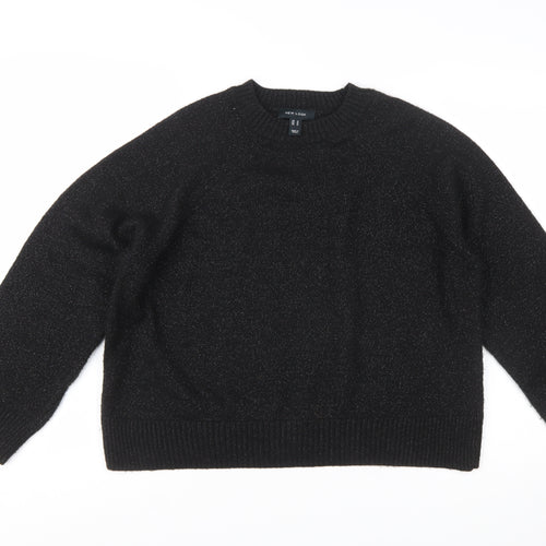 New Look Women’s Black Metallic Knit Pullover Jumper Size M
