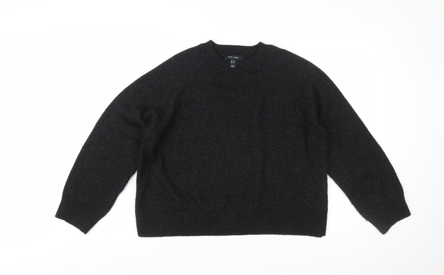 New Look Women’s Black Metallic Knit Pullover Jumper Size M