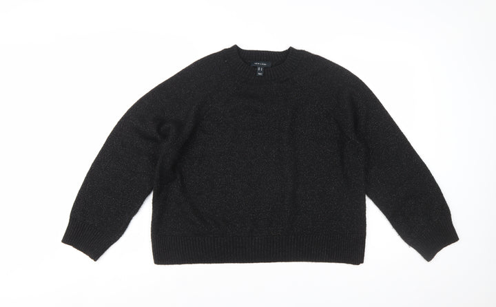 New Look Women’s Black Metallic Knit Pullover Jumper Size M