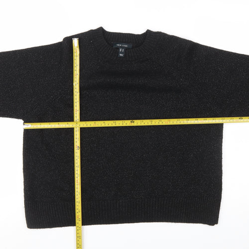New Look Women’s Black Metallic Knit Pullover Jumper Size M