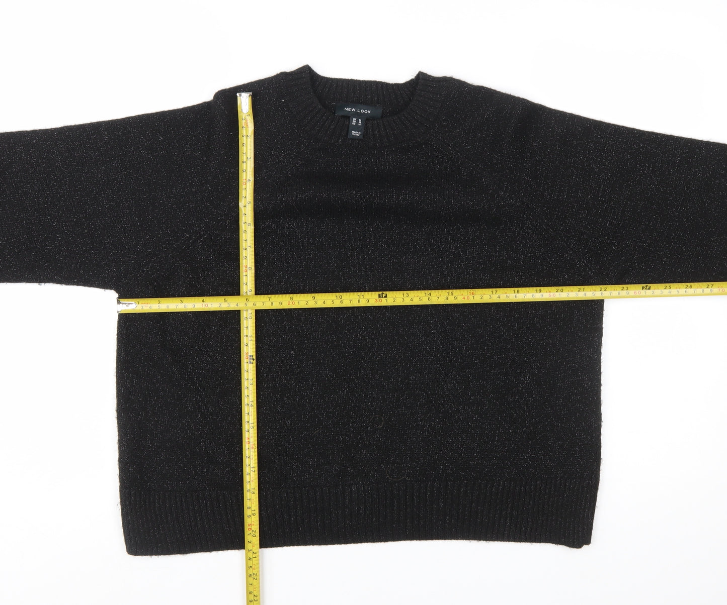 New Look Women’s Black Metallic Knit Pullover Jumper Size M
