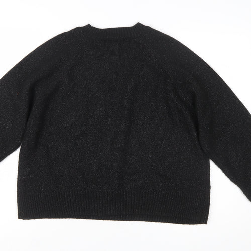 New Look Women’s Black Metallic Knit Pullover Jumper Size M