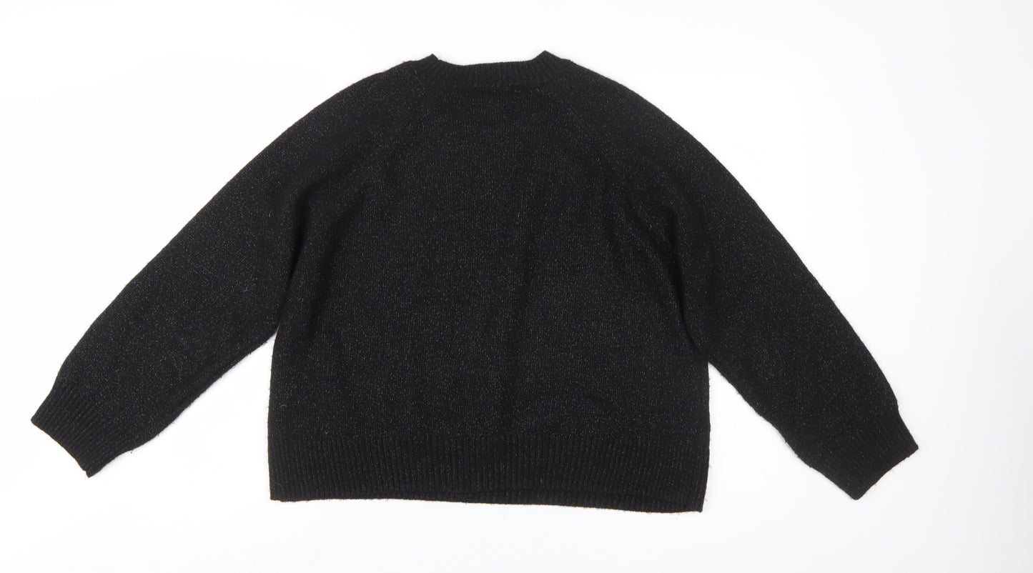 New Look Women’s Black Metallic Knit Pullover Jumper Size M