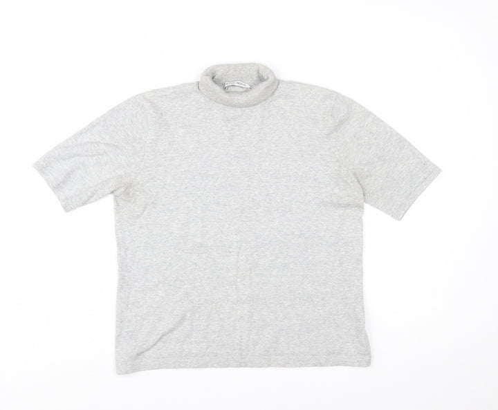 Windsmoor Womens Grey Roll Neck Short Sleeve Cotton Jumper Size M