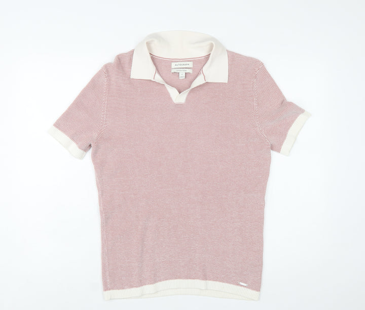 Marks and Spencer Mens Pink Cotton Modal Polo Shirt M