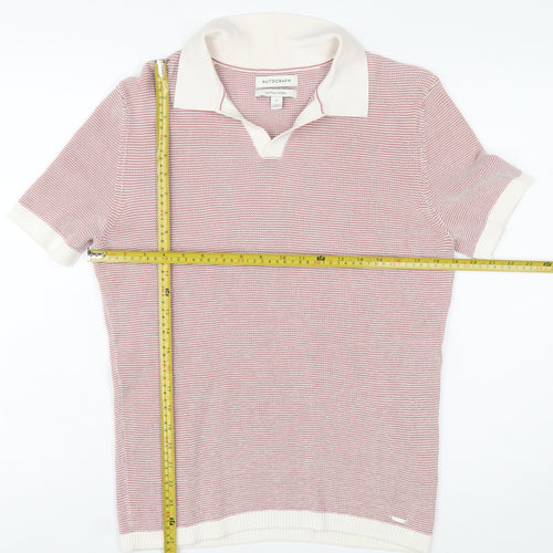 Marks and Spencer Mens Pink Cotton Modal Polo Shirt M