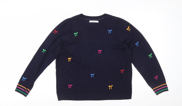 NEXT Women’s Blue Embroidered Bow Knit Jumper L