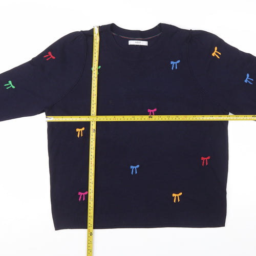 NEXT Women’s Blue Embroidered Bow Knit Jumper L
