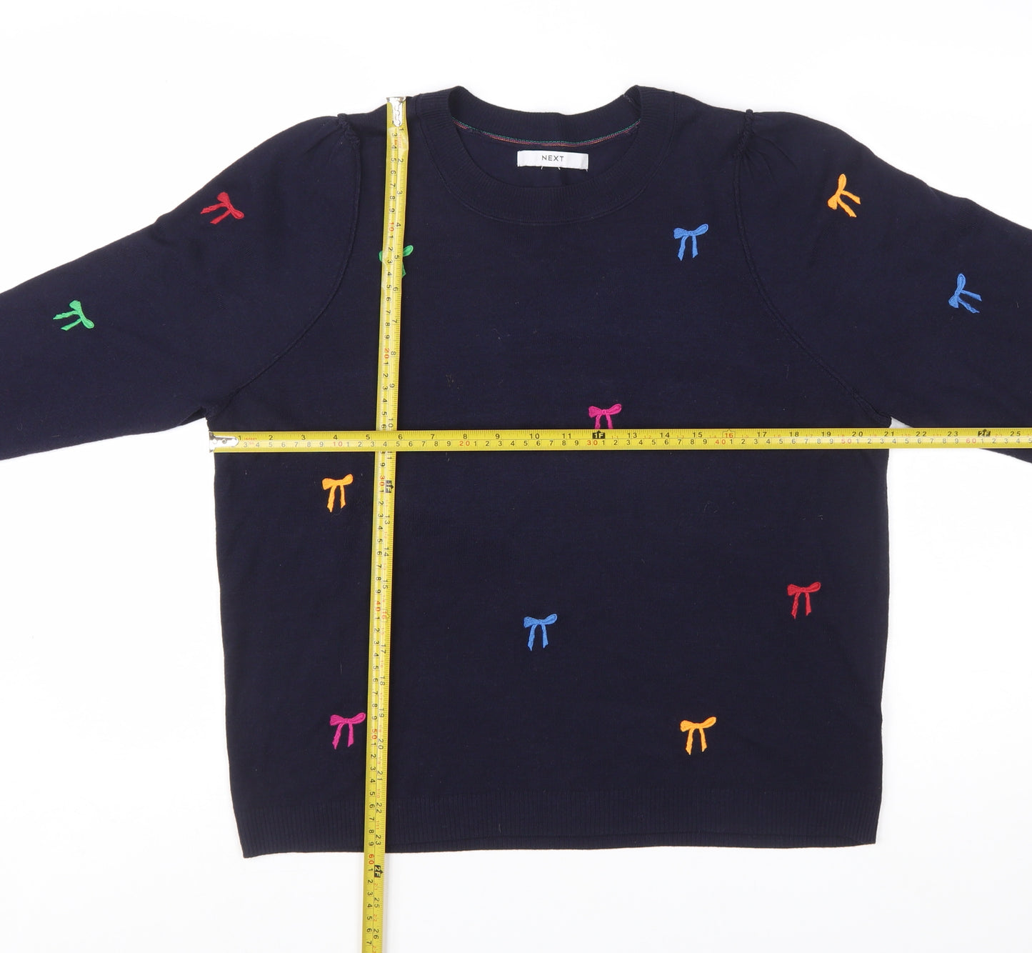 NEXT Women’s Blue Embroidered Bow Knit Jumper L