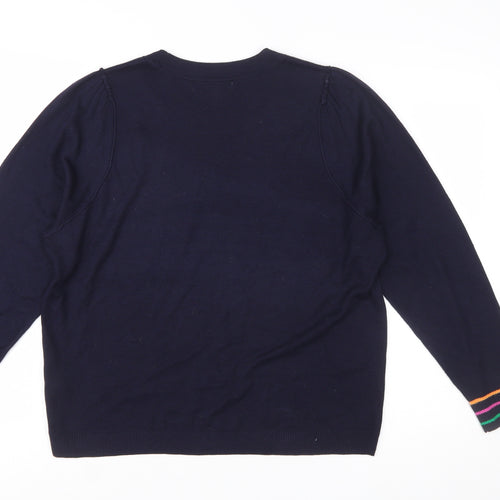 NEXT Women’s Blue Embroidered Bow Knit Jumper L