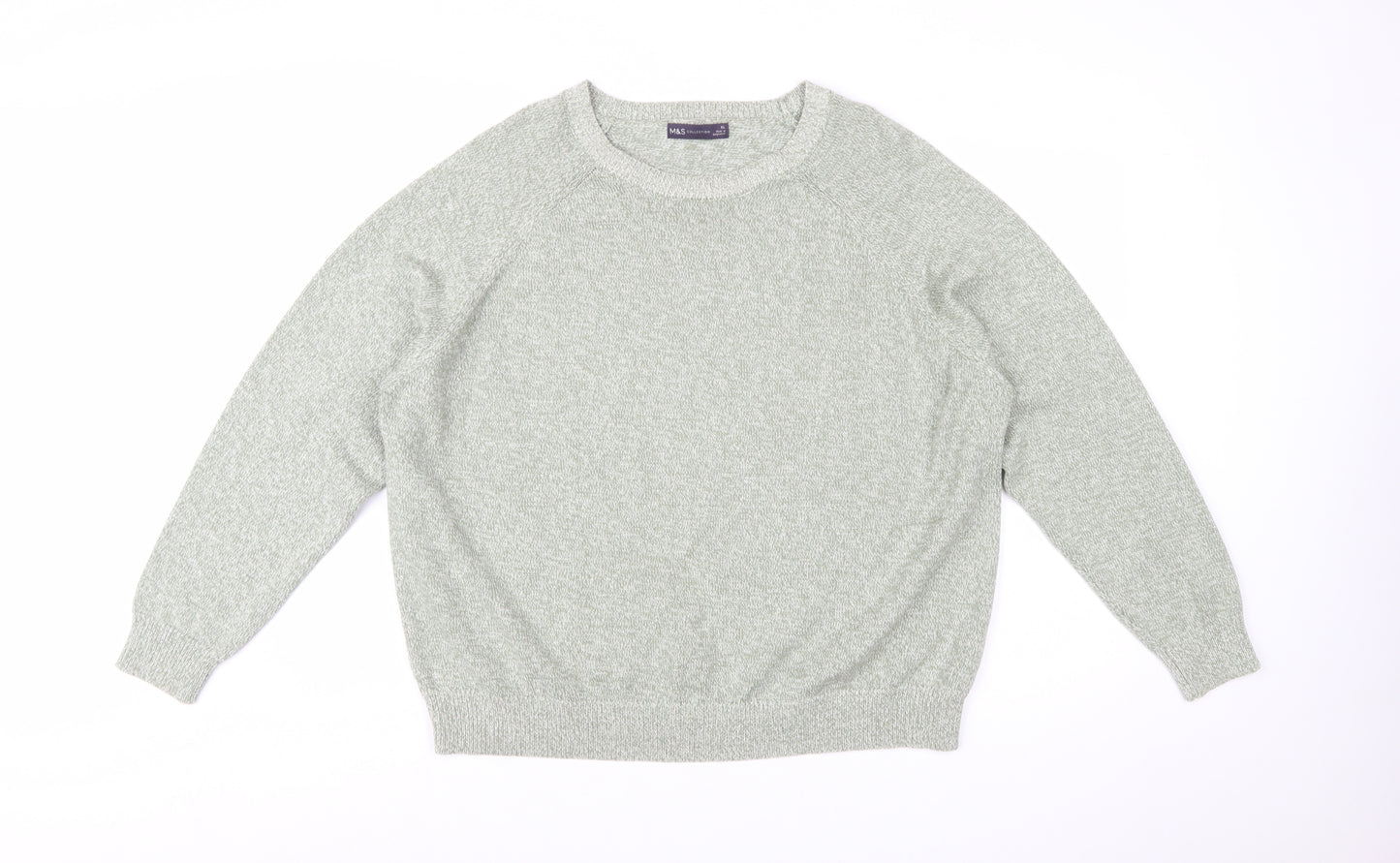 Marks and Spencer Women's Green Cotton Knit Jumper XL Crew Neck
