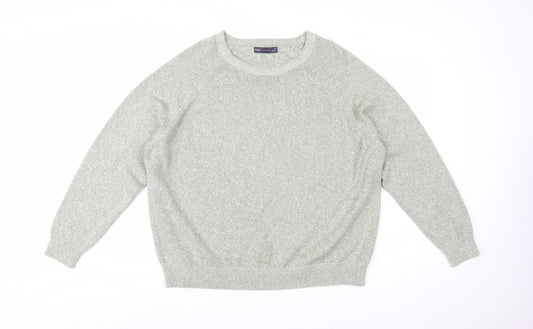 Marks and Spencer Women's Green Cotton Knit Jumper XL Crew Neck