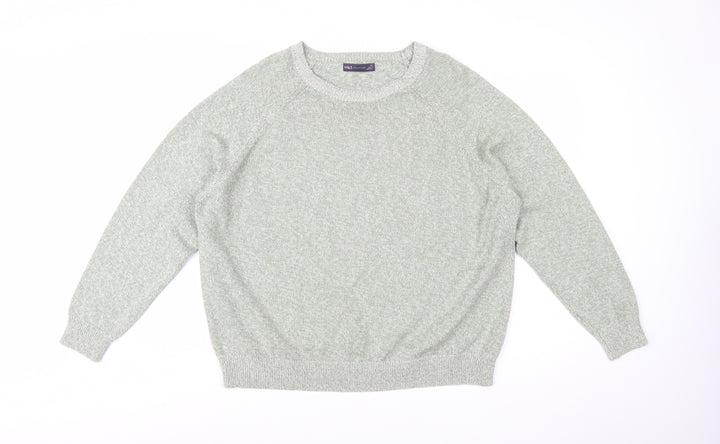 Marks and Spencer Women's Green Cotton Knit Jumper XL Crew Neck