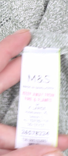 Marks and Spencer Women's Green Cotton Knit Jumper XL Crew Neck