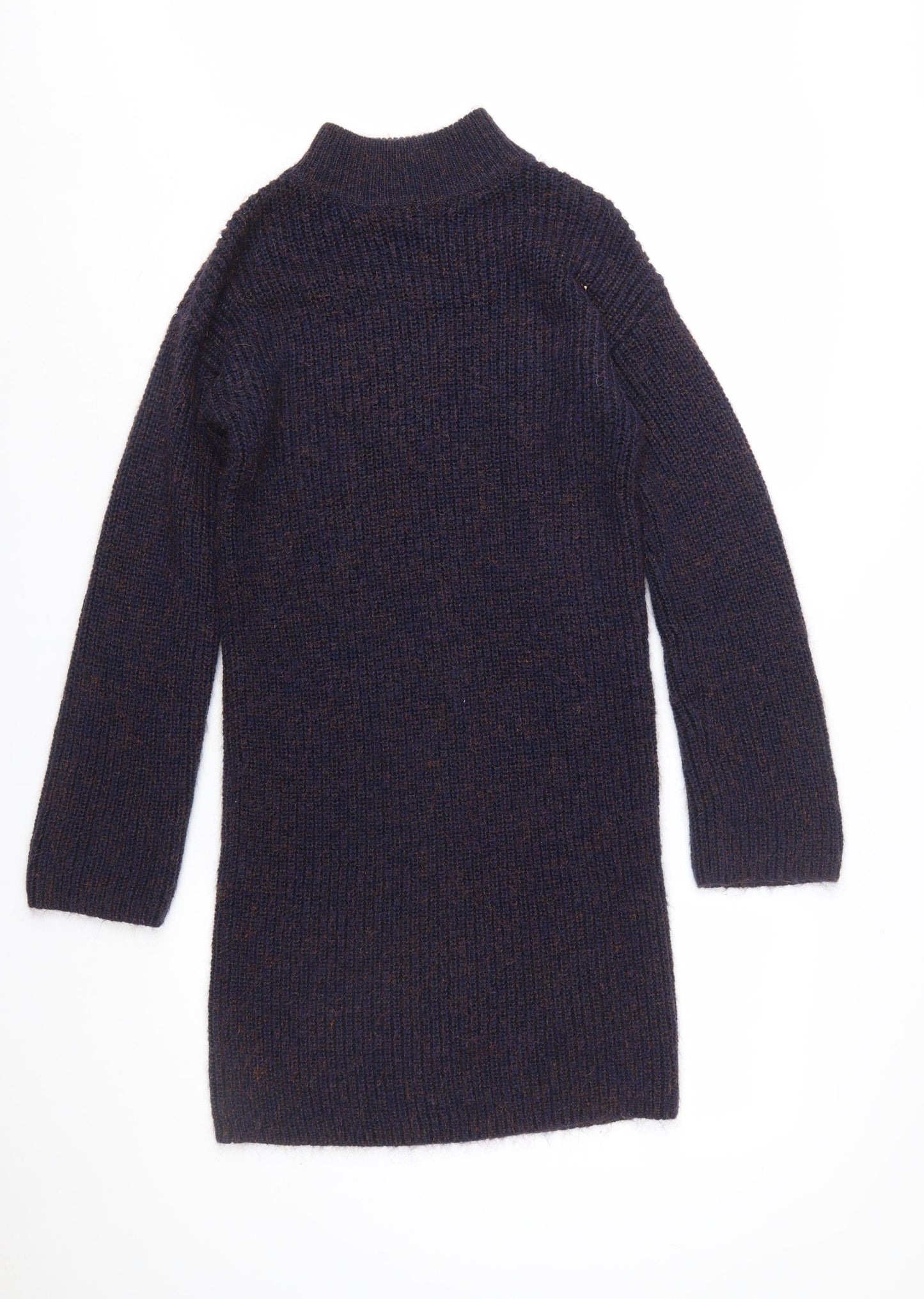 Next Women's Brown Knit Jumper Dress Size 10 Long Sleeve High Neck