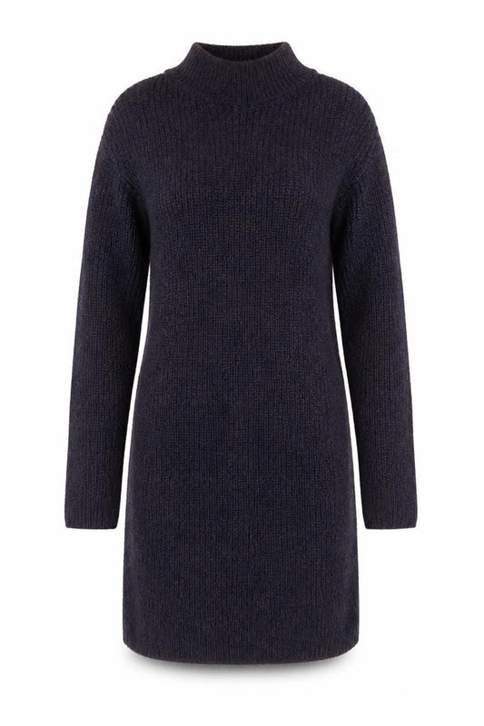 Front view of Next Women's Brown Knit Jumper Dress, size 10, Long Sleeve High Neck
